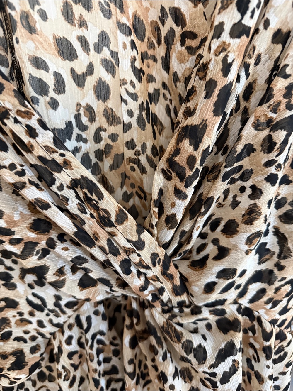 swimsuit coverup -(L) Leopard Print Twist-Front Tunic Dress - Beige Black Brown - Picture 5 of 5